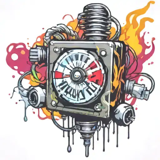  wired explosive bomb with wires and timer melting ice cube tattoo design idea