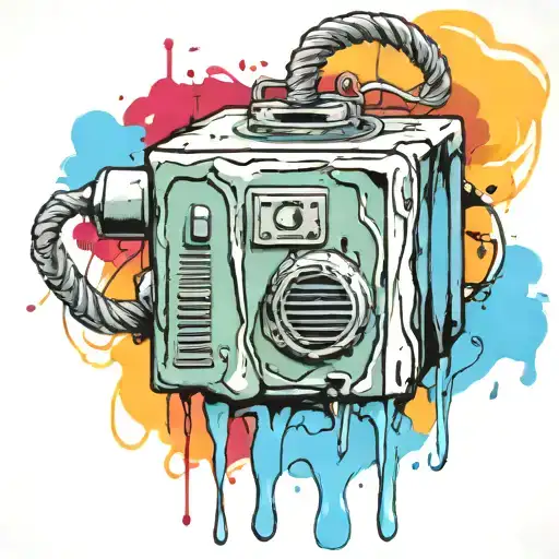  wired explosive bomb with wires and timer melting ice cube tattoo design idea