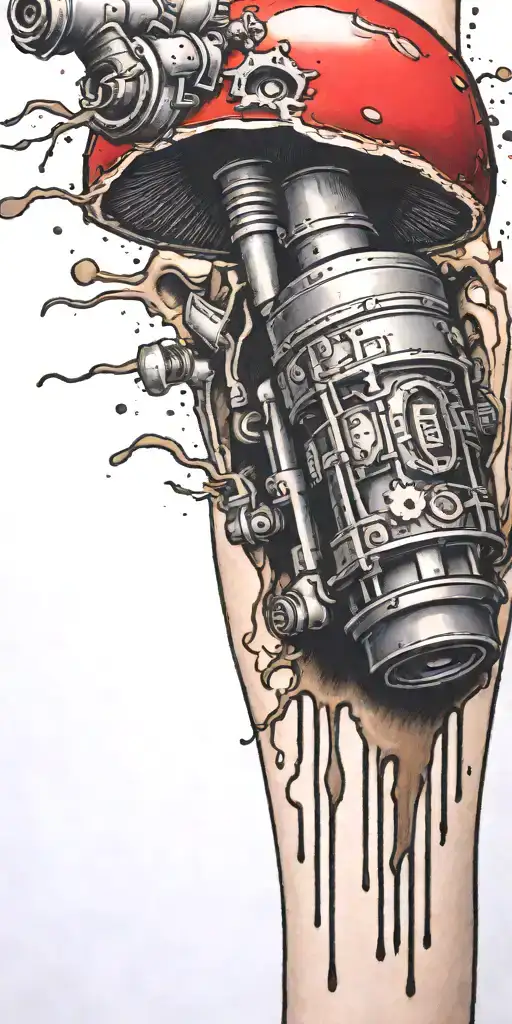 inconspicuous ticking time bomb mushroom grenade  tattoo design idea