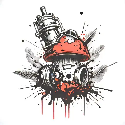 mushroom grenade mixed together tattoo design idea