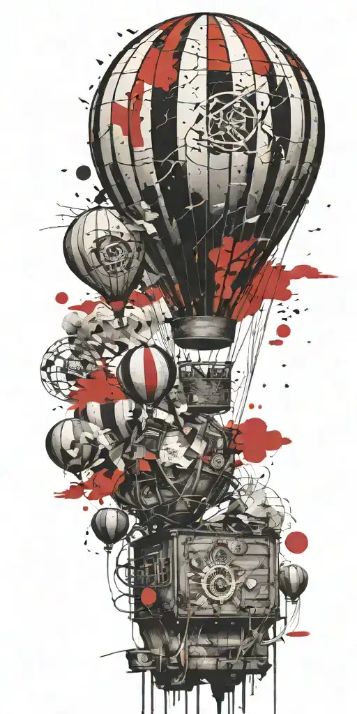 hot air balloon never give up tattoo design idea