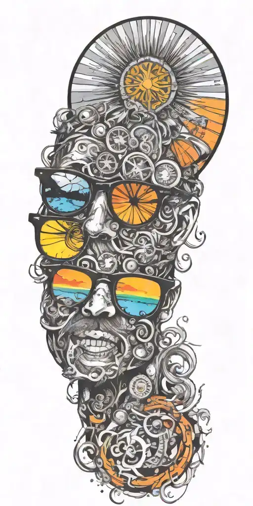 go get yourself some cheap sunglasses hippy tripping acid tattoo design idea