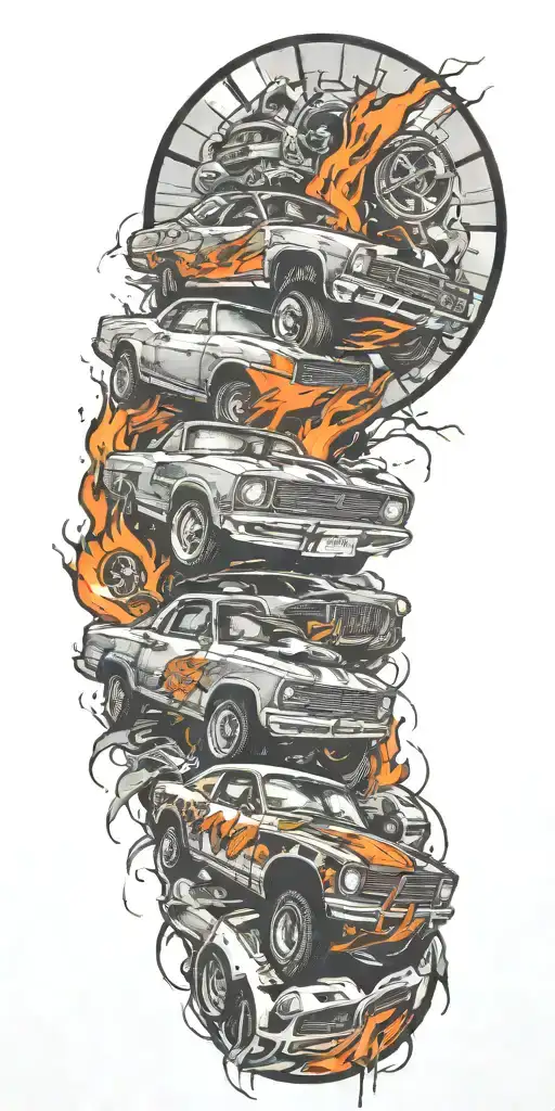 demolition derby tattoo design idea