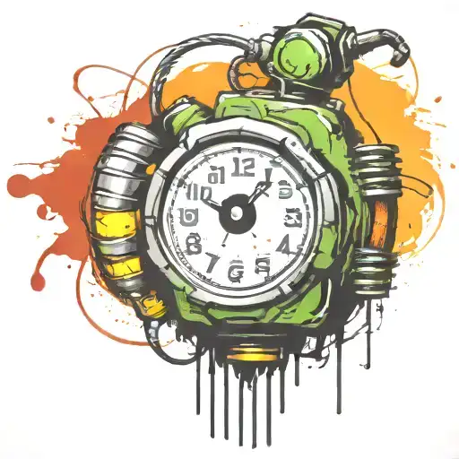  wired explosive device with wires and timer time running grenade tattoo design idea