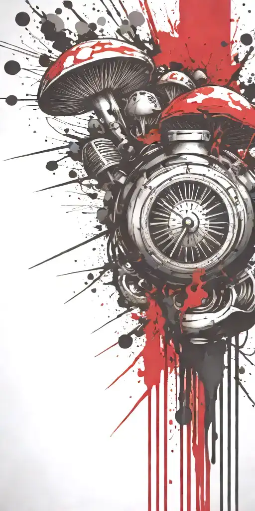 sophisticated mushroom explosives ticking time bomb grenade  tattoo design idea
