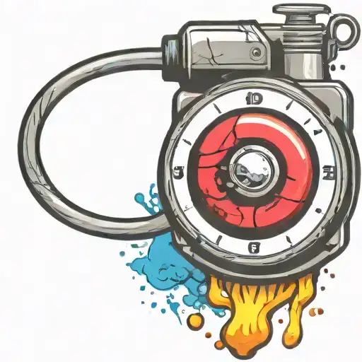 mushroom grenade wired explosive device or bomb and timer running tattoo design idea