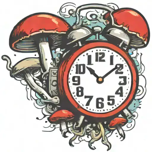 scary old school alarm clock mushrooms  and dynamite bombs tattoo design idea