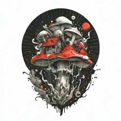 mushroom time bomb tattoo design idea