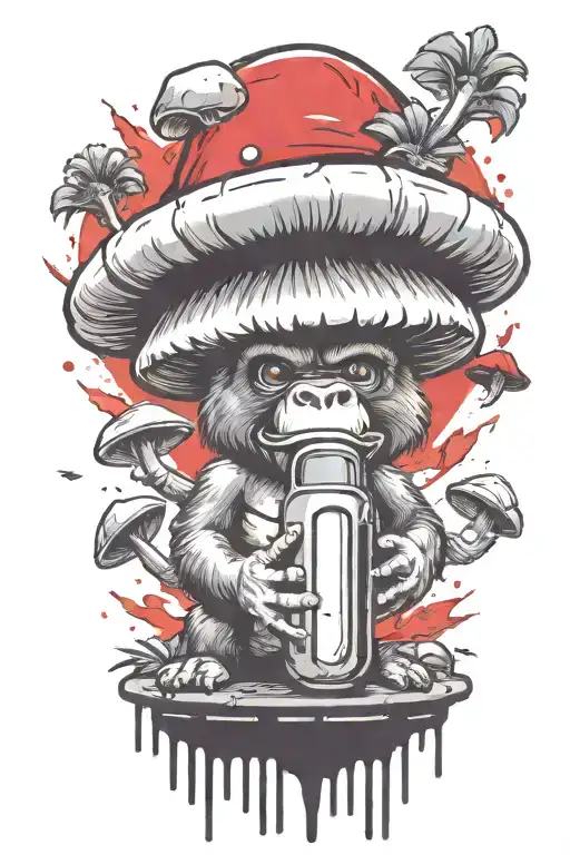 gorilla mushroom grenade mixed together tattoo design idea