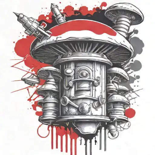  mushroom grenade mixed together symbolizing the client's tattoo design idea