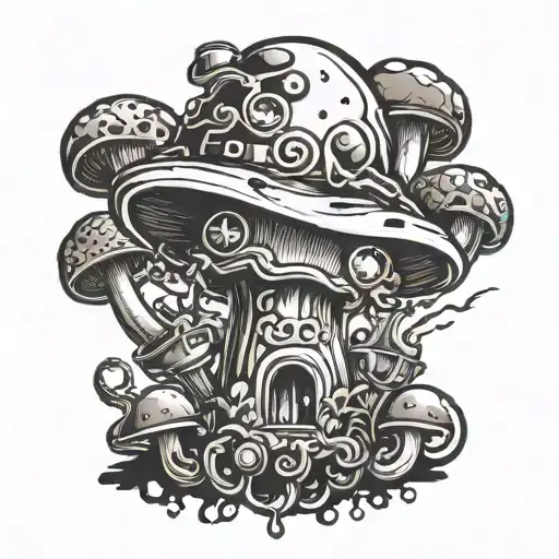 time bomb mushroom coming tattoo design idea