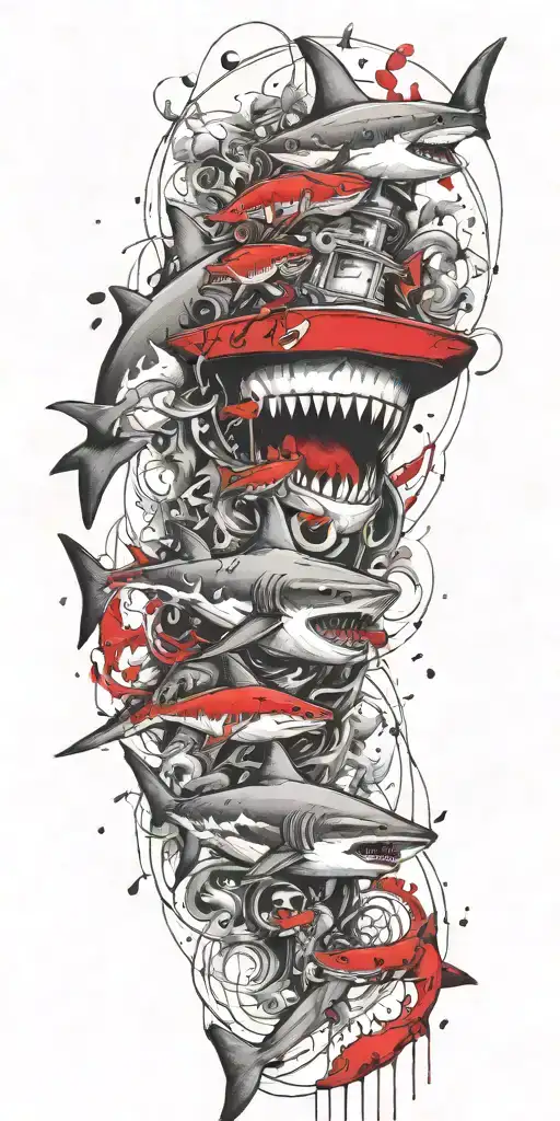 shark tornado on shrooms tattoo design idea