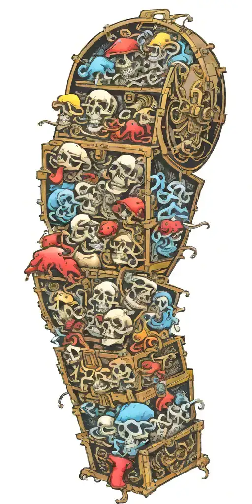 gangster tornado treasure chest full shrooms  tattoo design idea