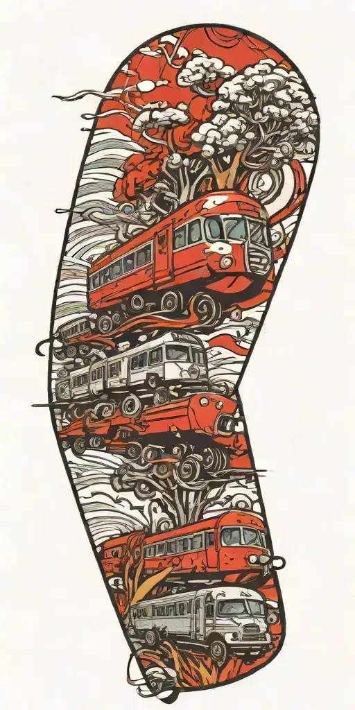  tornado train in the trailer park on shrooms  tattoo design idea