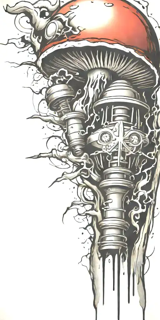 terrost ticking time bomb mushroom grenade  tattoo design idea
