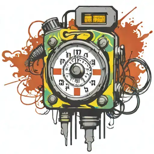  wired explosive device with wires and timer  tattoo design idea