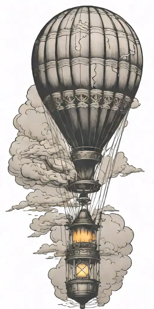 hot air balloon never give up tattoo design idea