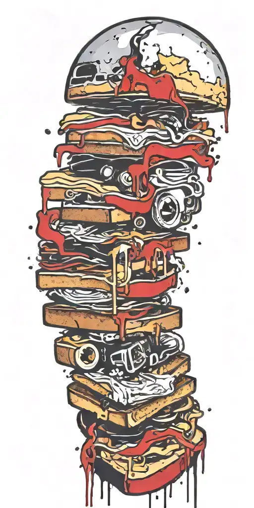 peanut butter and jellie sandwich gangster rap music tattoo design idea
