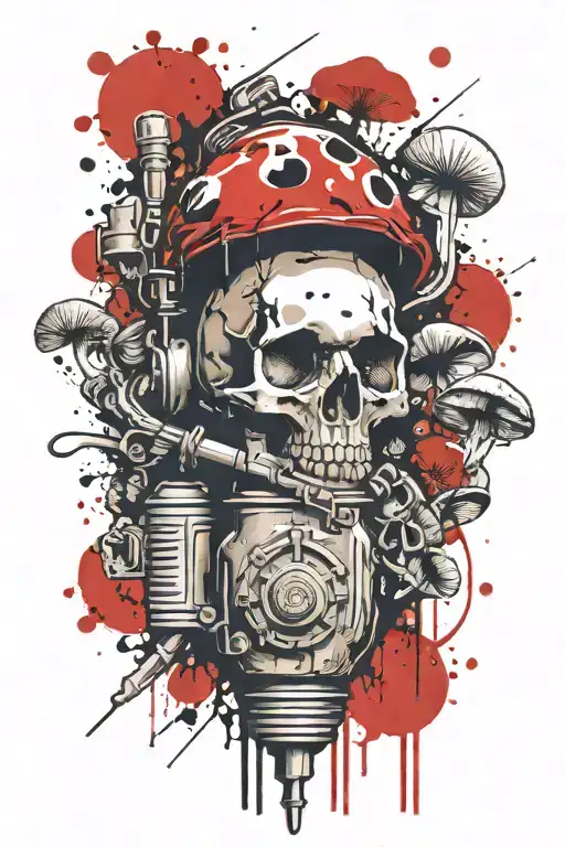 grenade and mushroom combined together symbolizing tattoo design idea
