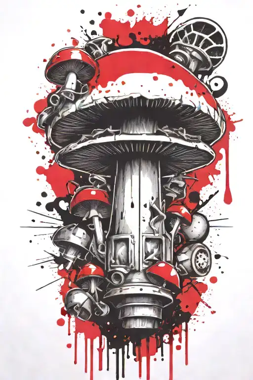  mushroom grenade mixed together symbolizing the client's tattoo design idea