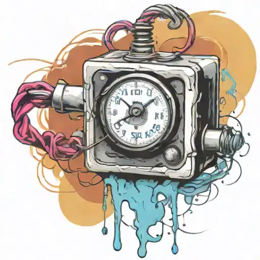  wired explosive bomb with wires and timer melting ice cube tattoo design idea