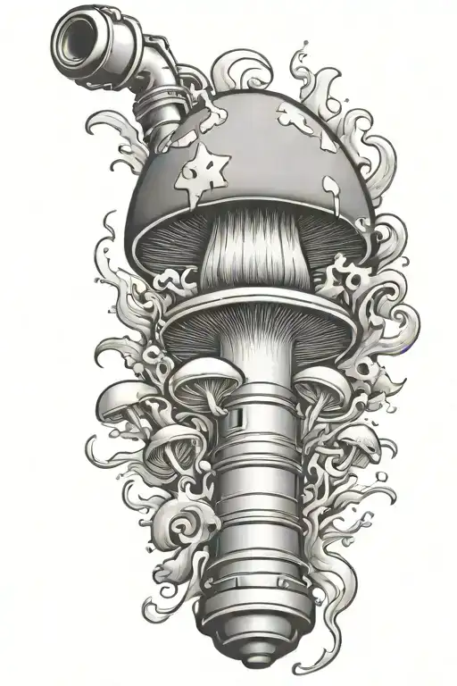 mushroom grenade mixed together tattoo design idea