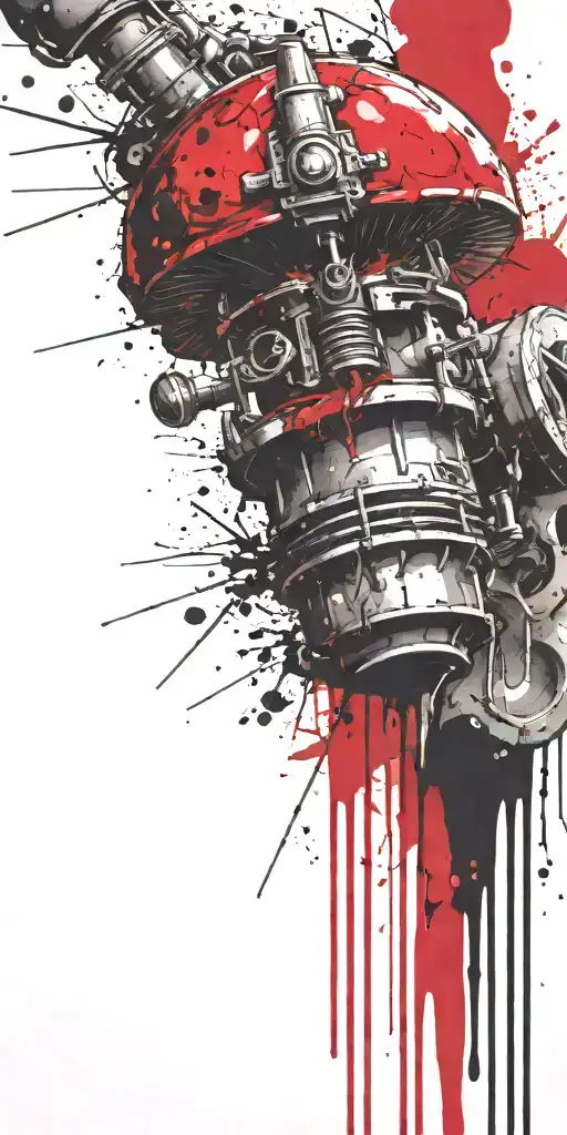 masturbating terrorist shroom grenade exploding tattoo design idea