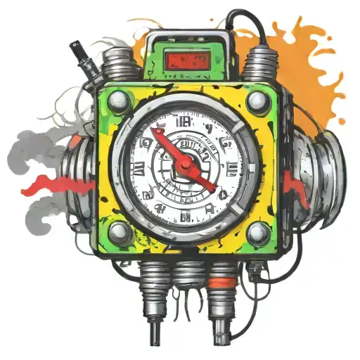  tnt c4 wired explosive device with wires and timer  tattoo design idea