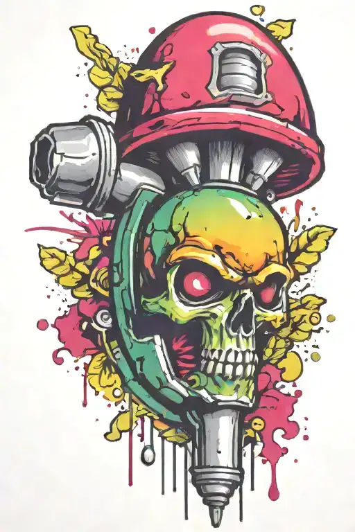 grenade bomb and mushroom combined together  tattoo design idea