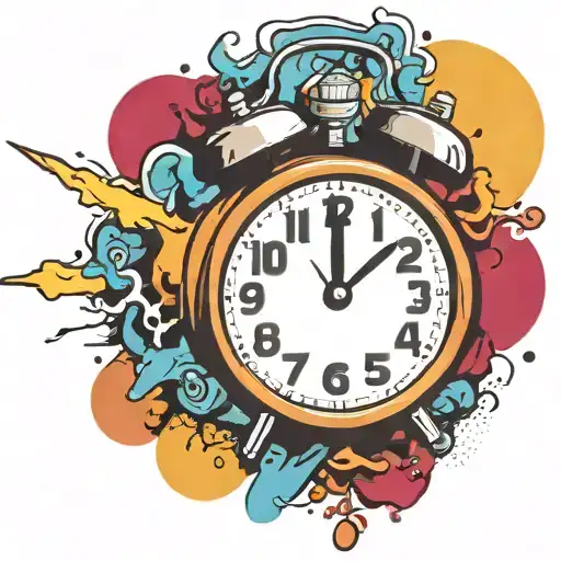 scary old school alarm clock bomb exploding tattoo design idea
