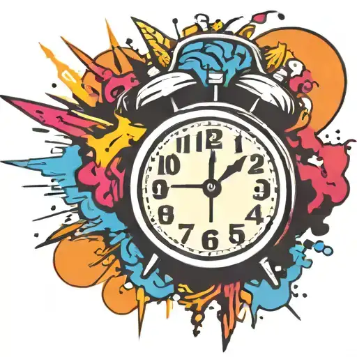 scary old school alarm clock bomb exploding tattoo design idea