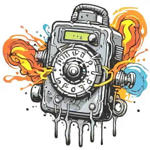  wired explosive bomb with wires and timer melting ice cube tattoo design idea