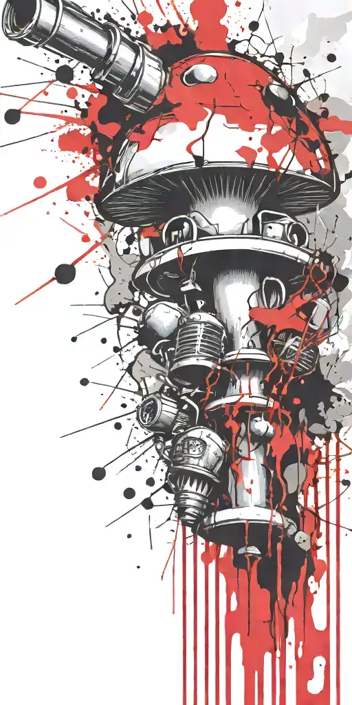 imconscious mushroom grenade mixed together tattoo design idea