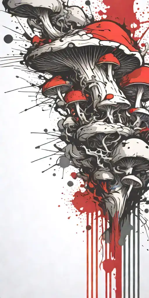 handsome mushroom explosive device  tattoo design idea