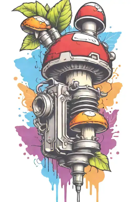 grenade bomb and mushroom combined together  tattoo design idea