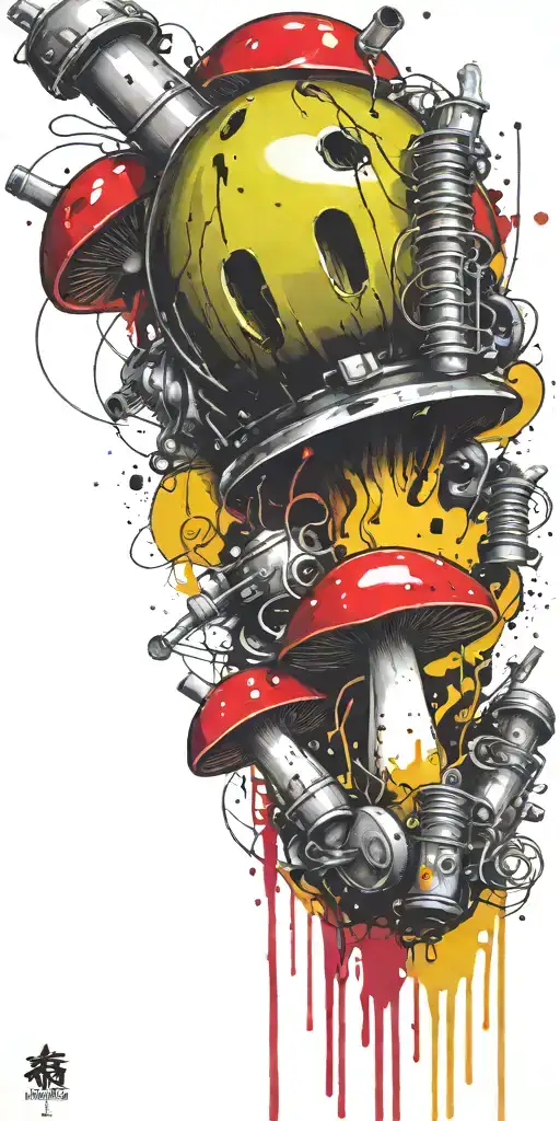 I conscious gangster mushroom grenade  tattoo design idea