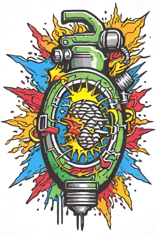 boomers grenade exploding tattoo design idea