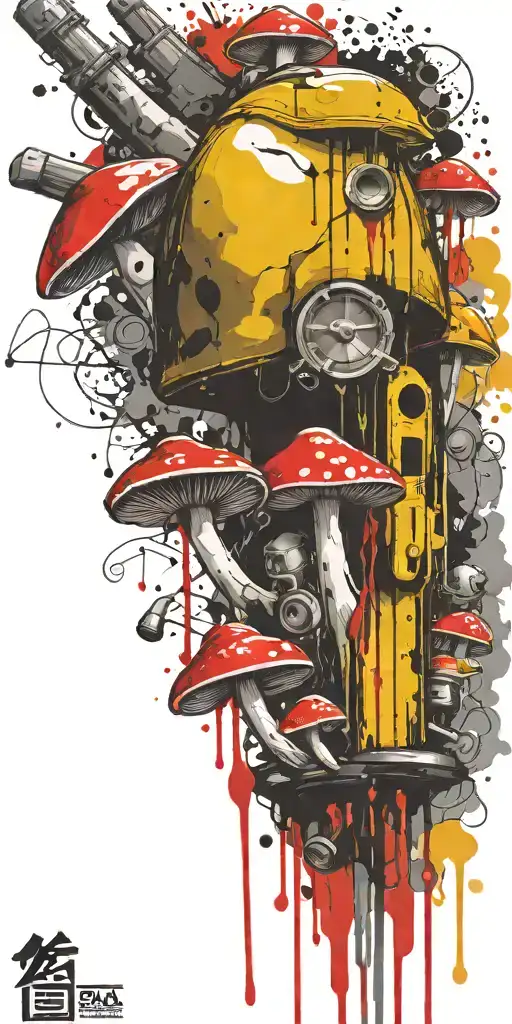 I conscious gangster  mushroom grenade boomers tattoo design idea