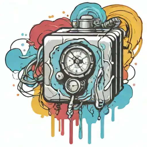  wired explosive bomb with wires and timer melting ice cube tattoo design idea