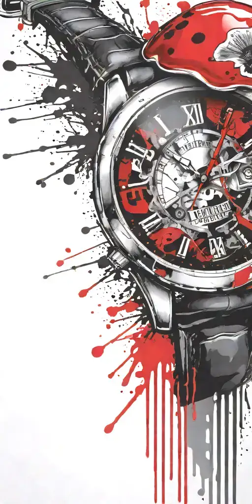  procrastinating hippy shroom grenade wrist watch tattoo design idea