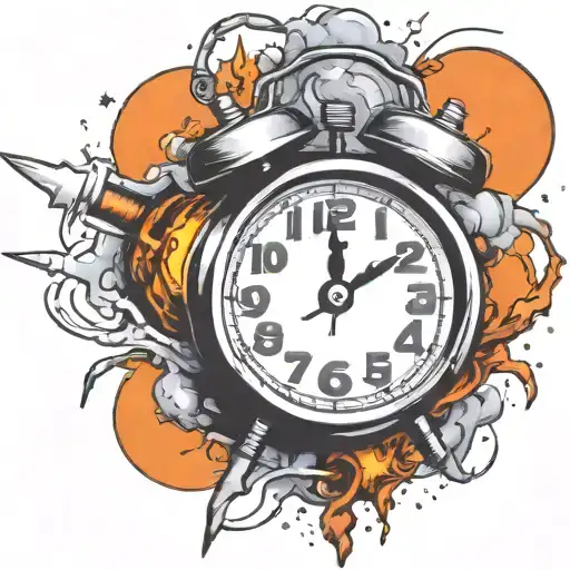 old school alarm clock bomb exploding tattoo design idea