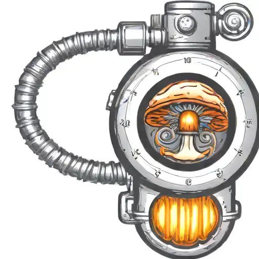 mushroom grenade wired explosive device or bomb and timer running tattoo design idea