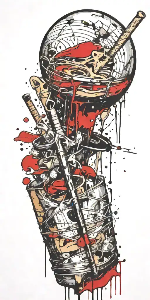 peanut butter and jellie with a baseball bat tattoo design idea
