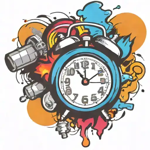 old school alarm clock bomb exploding tattoo design idea