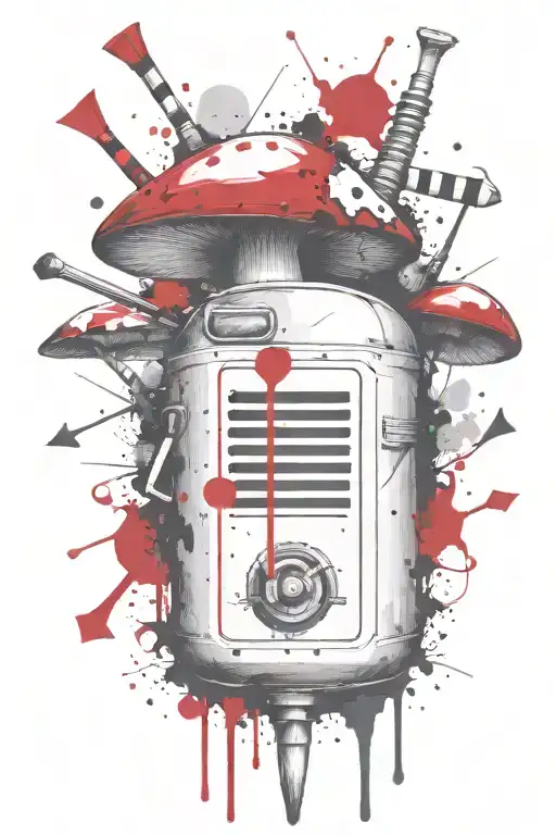 mushroom bow and arrow tattoo design idea