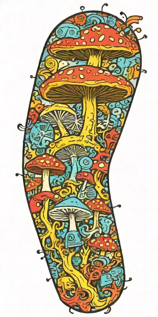 inconspicuous trippy ticking time bomb explosion shroom tattoo design idea