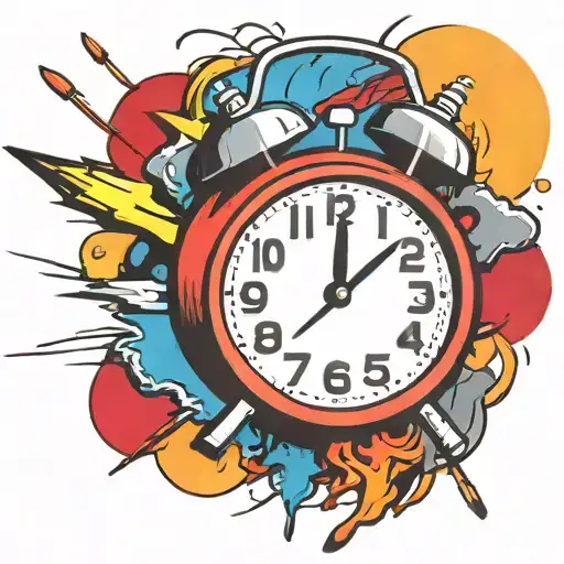 scary old school alarm clock bomb exploding tattoo design idea