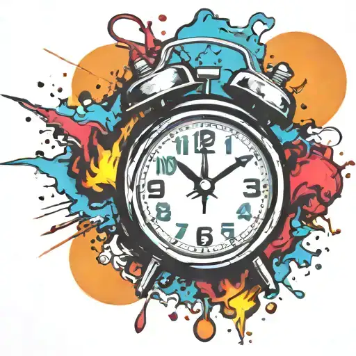 old school alarm clock bomb exploding tattoo design idea