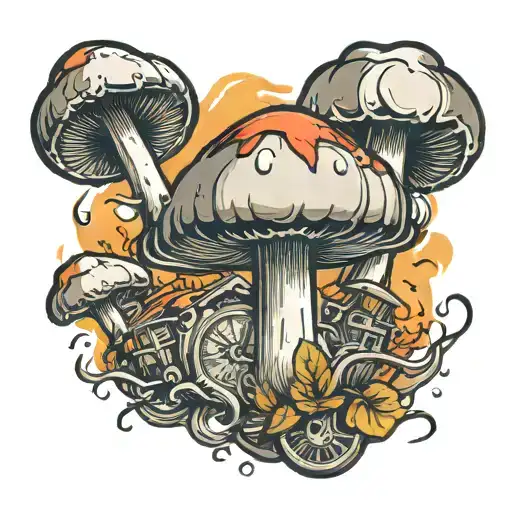 time bomb mushroom coming tattoo design idea