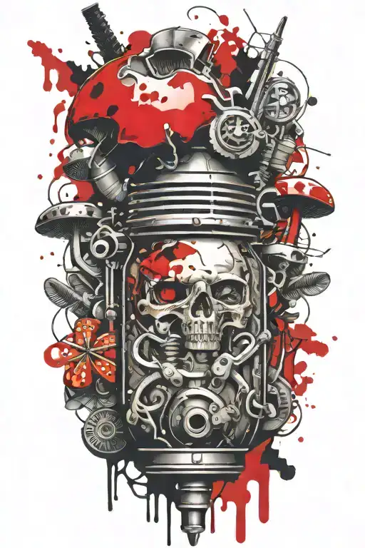 grenade and mushroom combined together symbolizing tattoo design idea